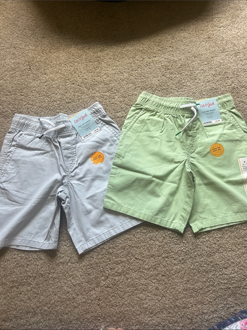 Cat & Jack Boys' Pull-On Shorts in Light Gray and Light Green